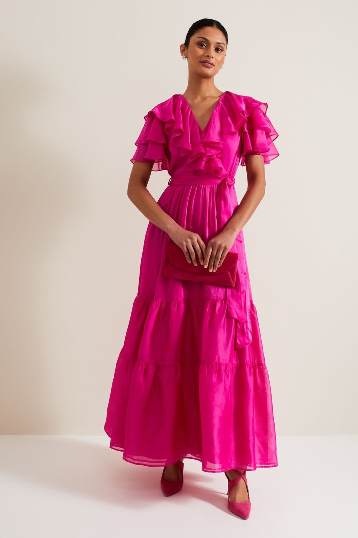 Phase Eight Phase Eight Women's Mabelle Tiered Maxi Dress in Fuchsia
