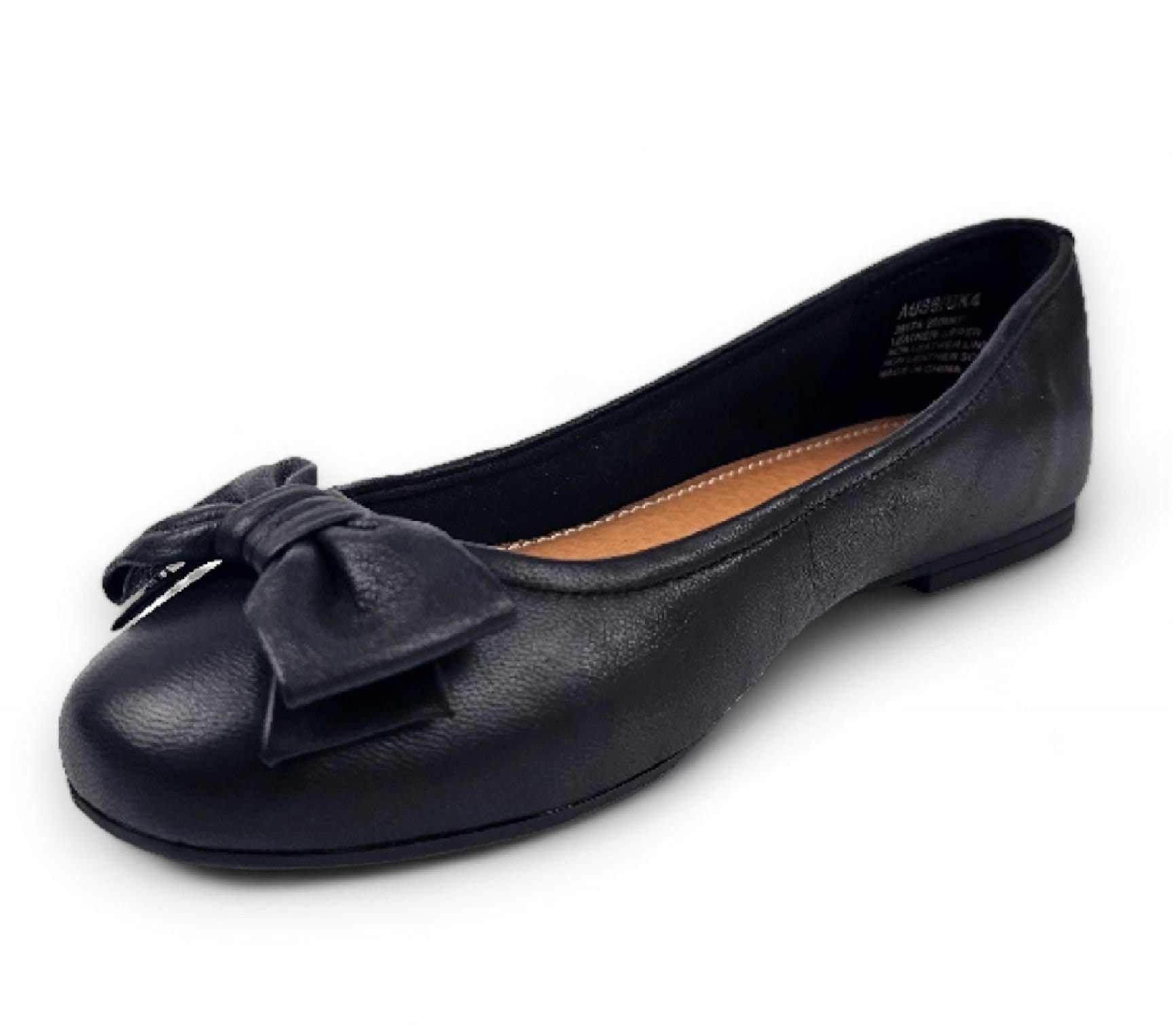Windsor Smith Windsor Smith Women's Leather Flat Bellarina Shoes With Bow - Bunny in Black - 4