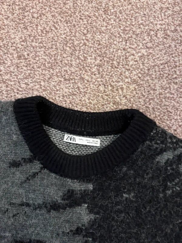 Zara Zara Abstract Knitted Jumper - Black/Grey - L