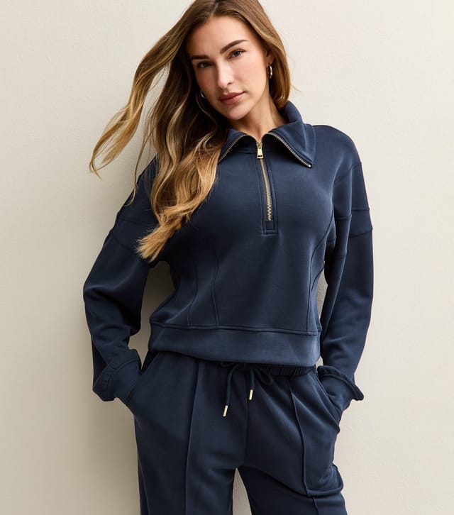 Rise Women's by Zara McDermott Navy Scuba Quarter Zip Sweatshirt Rise New Look - 2
