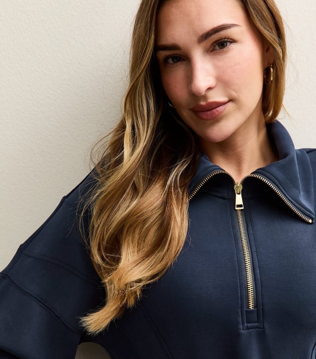 Rise Women's by Zara McDermott Navy Scuba Quarter Zip Sweatshirt Rise New Look - 3