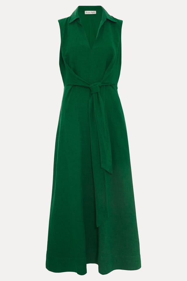 Phase Eight Phase Eight Women's Sculpted Tie-Waist Midi Shirt Dress in Bottle Green - 2