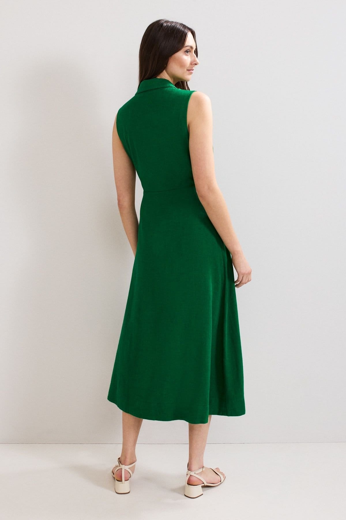 Phase Eight Phase Eight Women's Sculpted Tie-Waist Midi Shirt Dress in Bottle Green - 4
