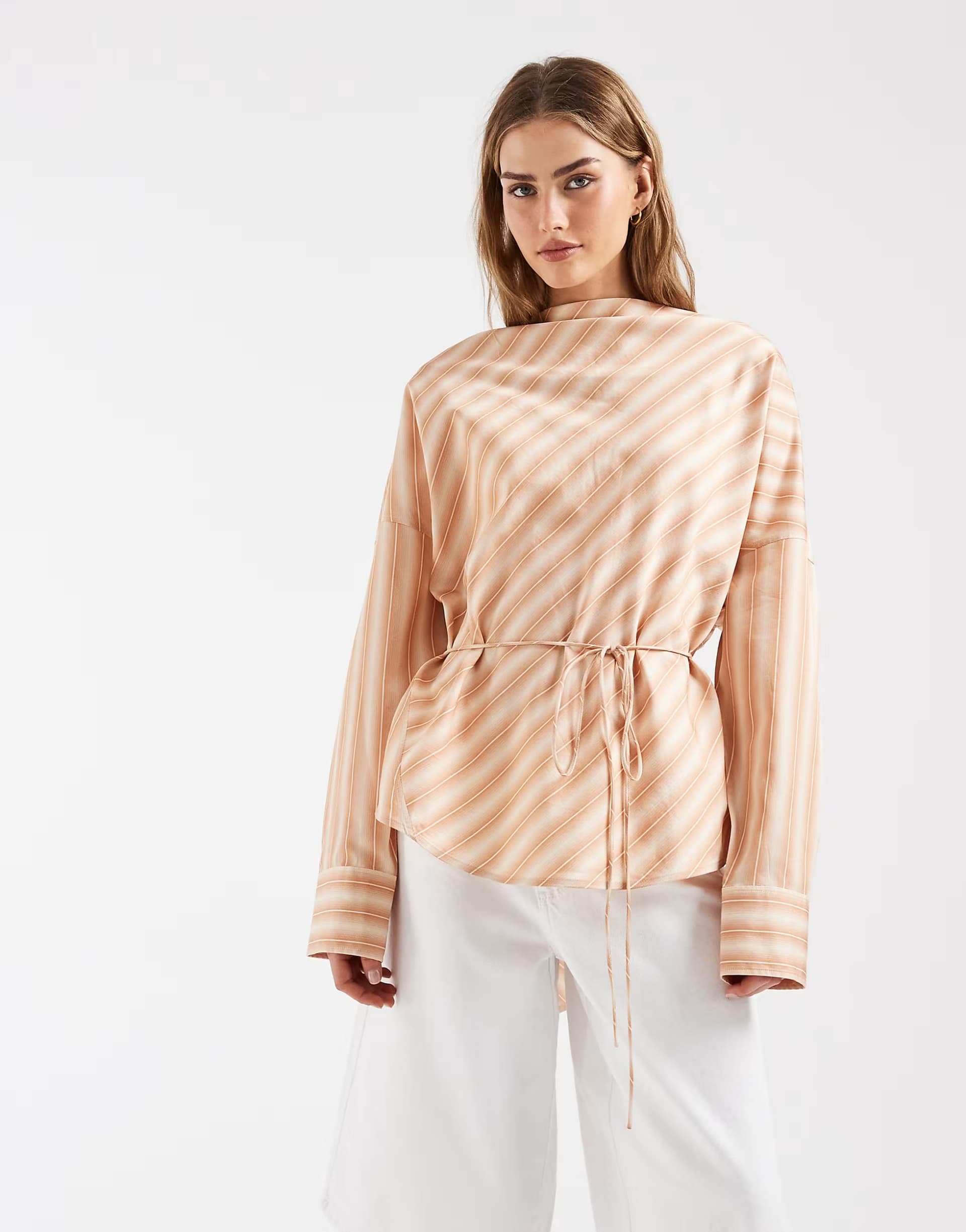 ASOS & Other Stories stripe draped shirt in orange stripe