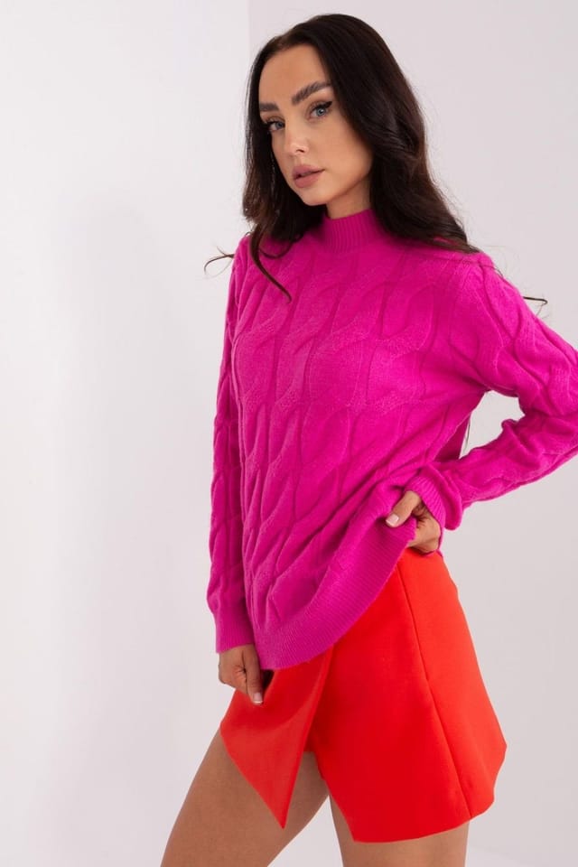 Love Lace Love Lace Women's Textured Half Turtleneck Long Sleeve Sweater Style 186744 in Pink - 2