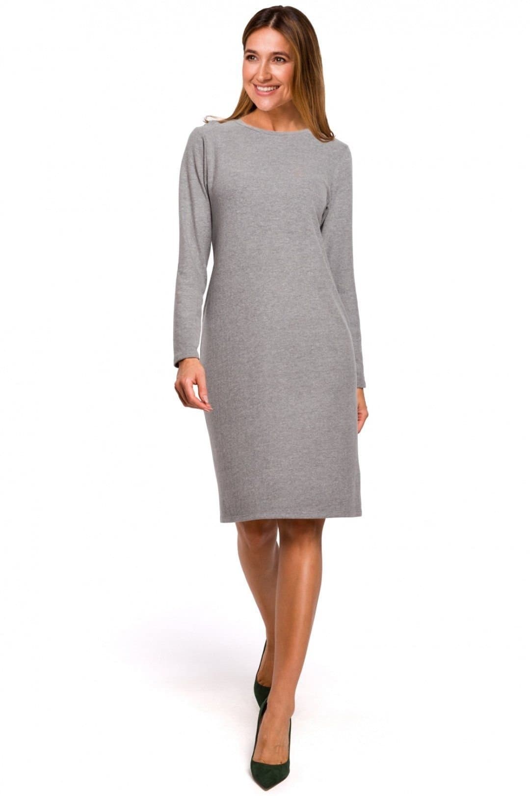 Love Lace Love Lace Women's Everyday Smooth Cotton Knit Midi Dress in Grey