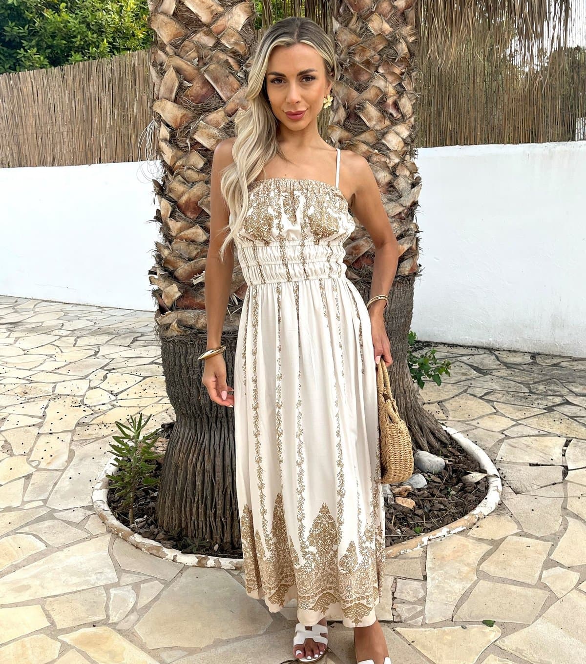 AX Paris Women's Cream Strappy Shirred Midi Dress AX Paris New Look