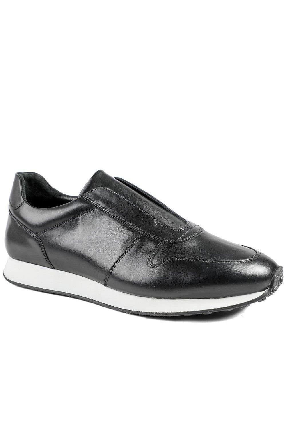 Jones Bootmaker Jones Bootmaker Black Leather Slip-On Trainers