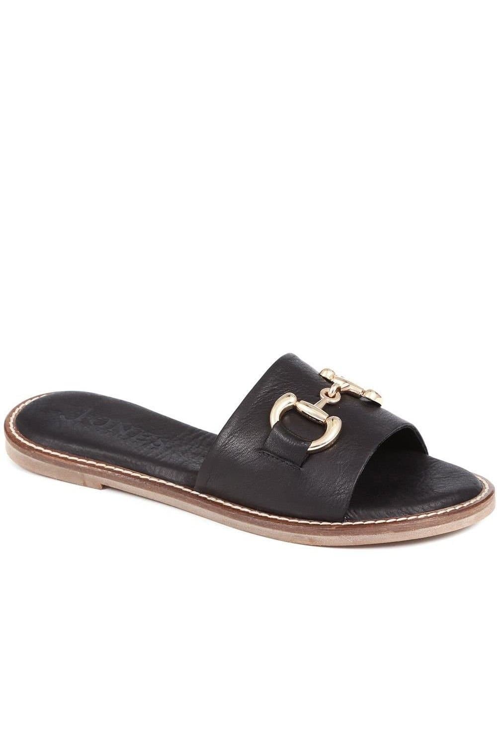 Jones Bootmaker Jones Bootmaker Women's Emillina Leather Buckle Mule Sandals in Black