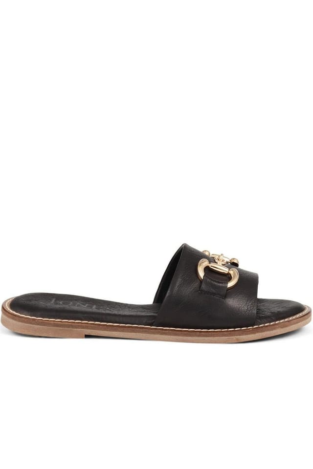 Jones Bootmaker Jones Bootmaker Women's Emillina Leather Buckle Mule Sandals in Black - 2
