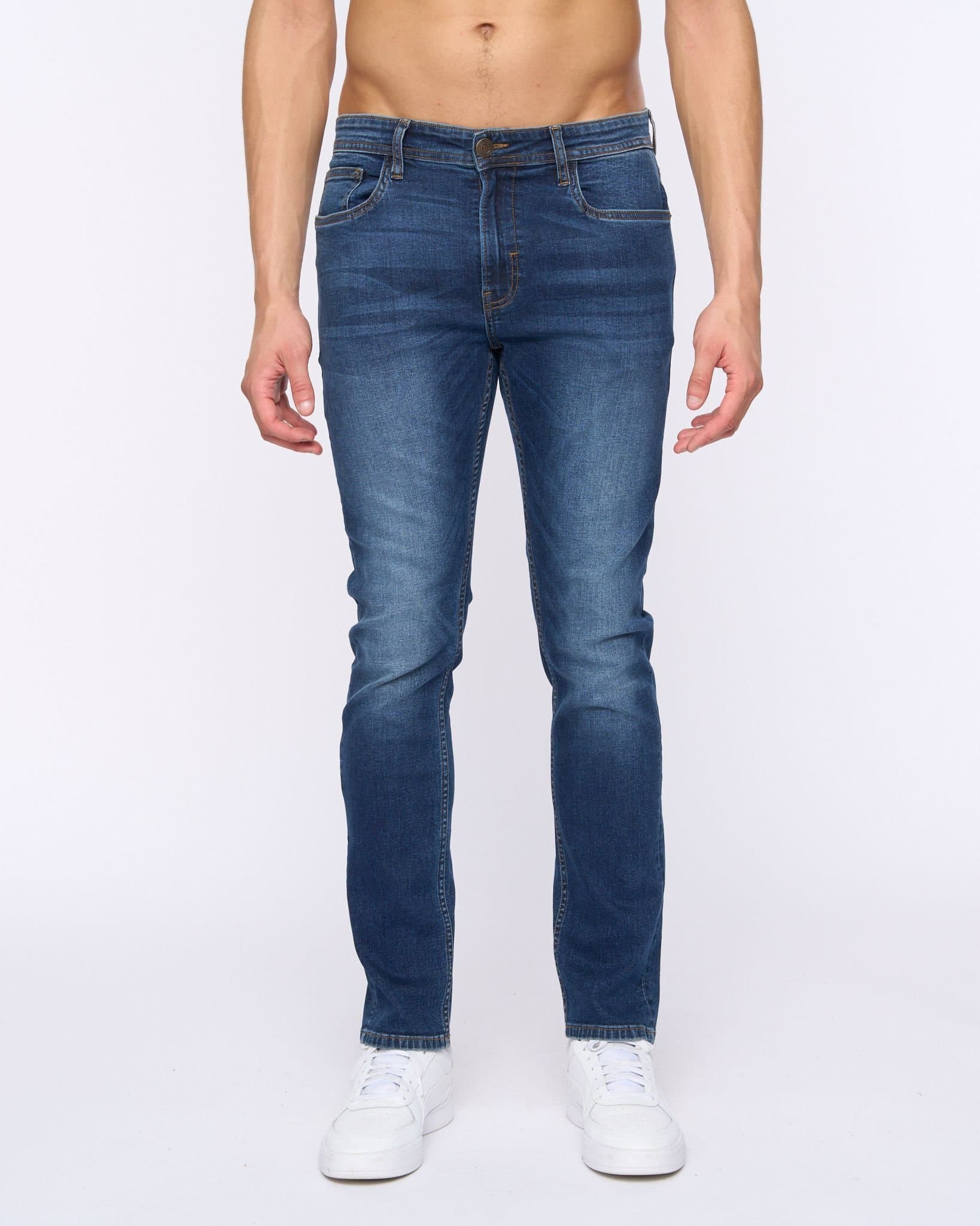 Duck&Cover Duck&Cover Overburg Men's Tapered Ultra-Flexible Stretch Jeans in Dark Navy
