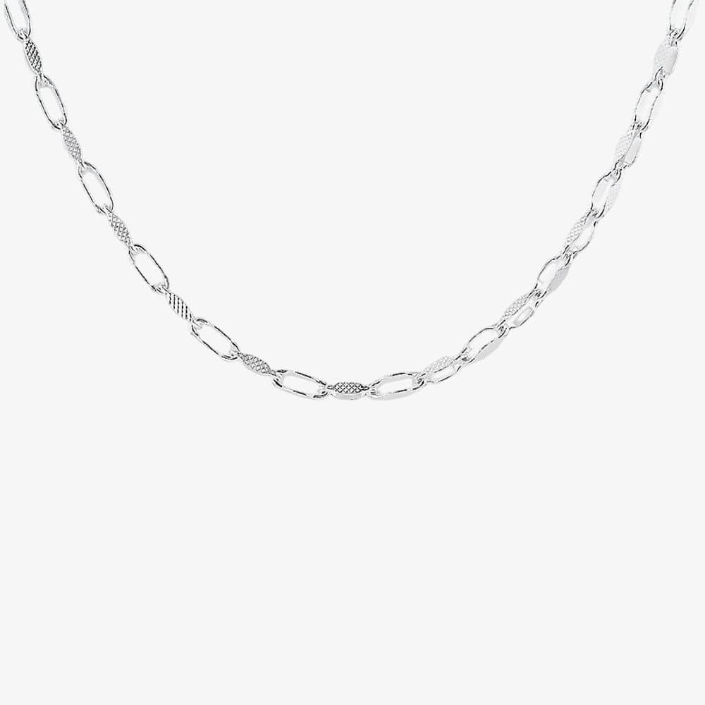 T.H.Baker T.H.Baker Women's Silver 18 Inch Textured Oval Paperlink Chain