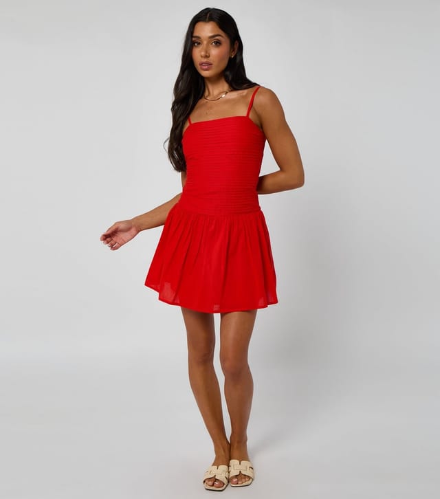 Urban Bliss Women's Bright Red Pleated Mini Strappy Dress Urban Bliss New Look - 2