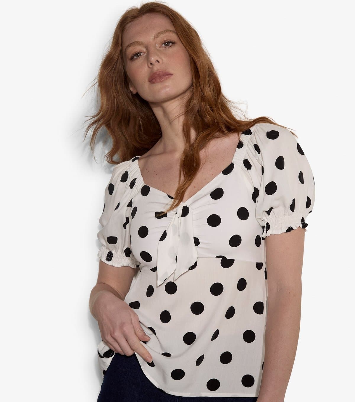 Apricot Women's White Polka Dot Puff Sleeve Milkmaid Top Apricot New Look