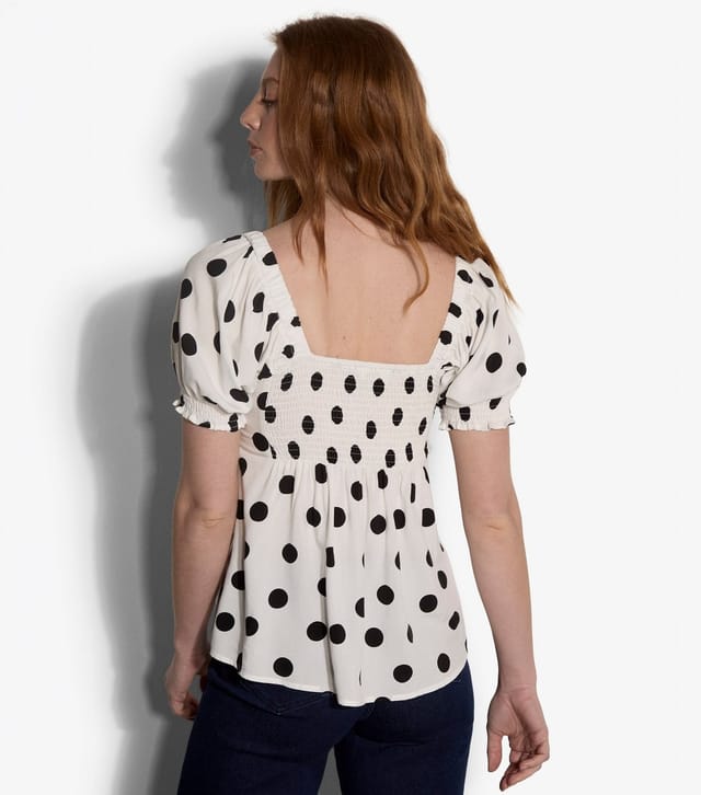 Apricot Women's White Polka Dot Puff Sleeve Milkmaid Top Apricot New Look - 3