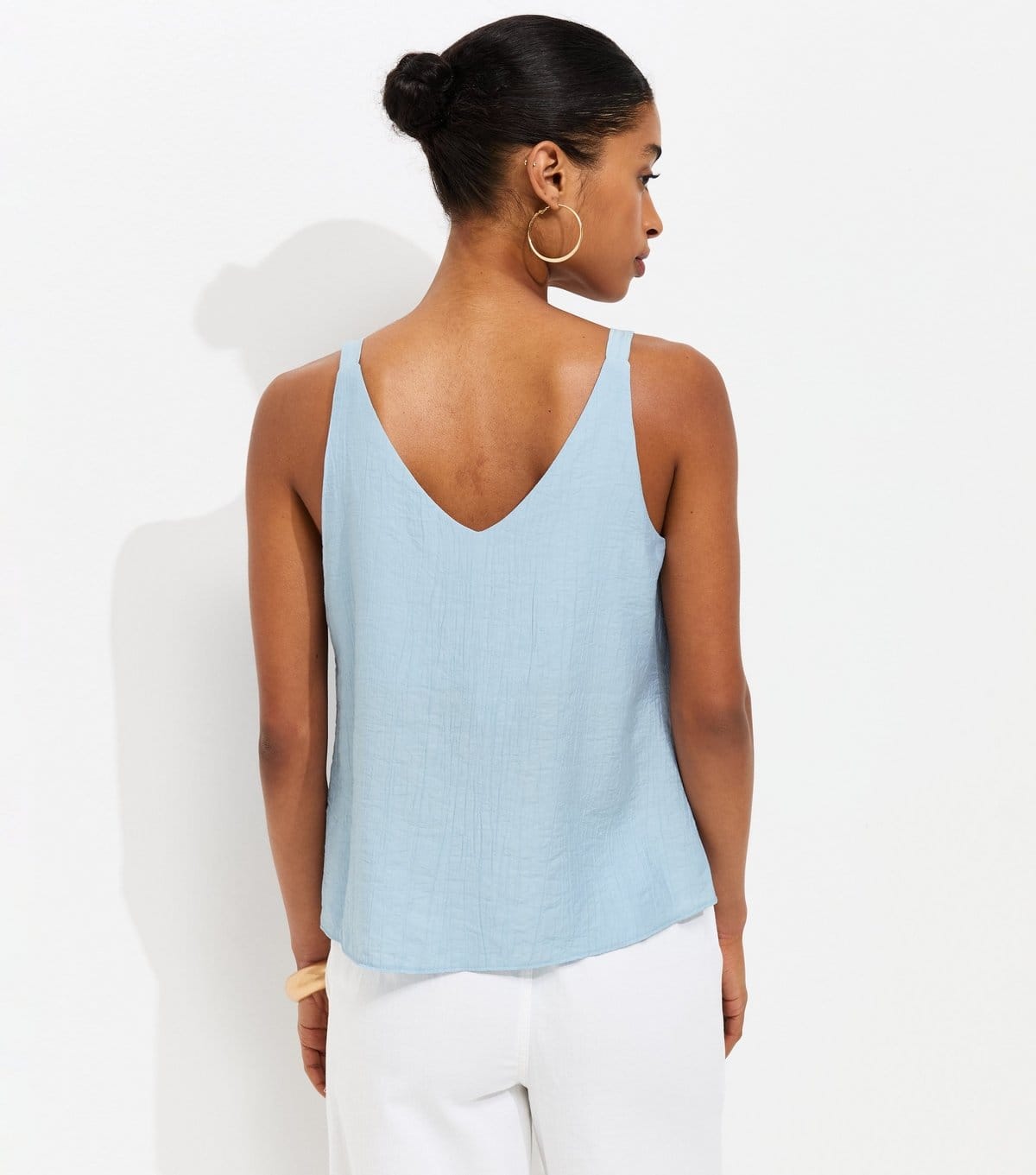 New Look Women's Light Blue Button Front V-Neck Cami Top New Look - 4