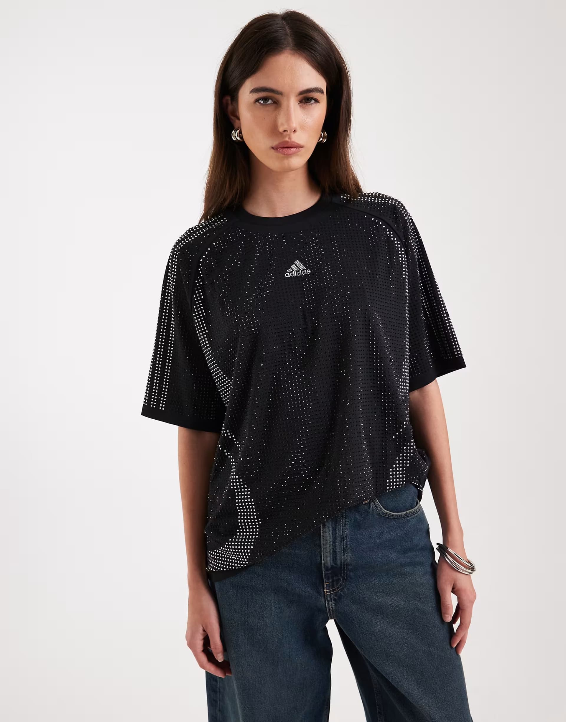 ASOS adidas Originals Teamgeist rhinestone tee in black