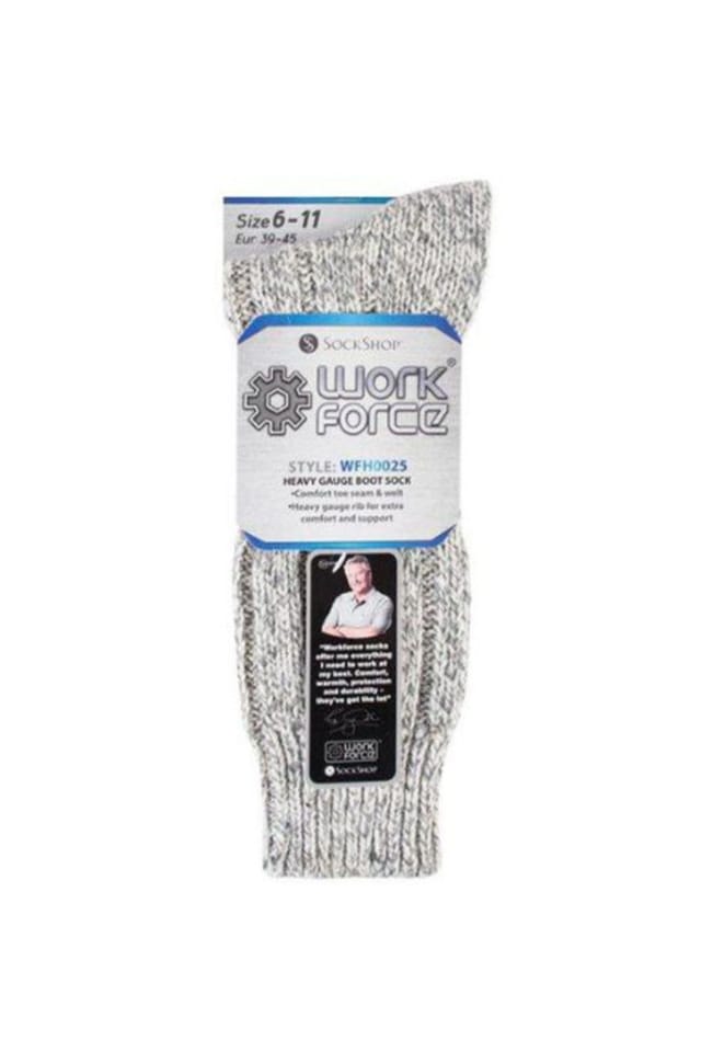 SOCKSHOP Workforce SOCKSHOP Workforce Men's 3 Pack Warm Ribbed Knitted Wool Work Boot Socks in Grey - 2