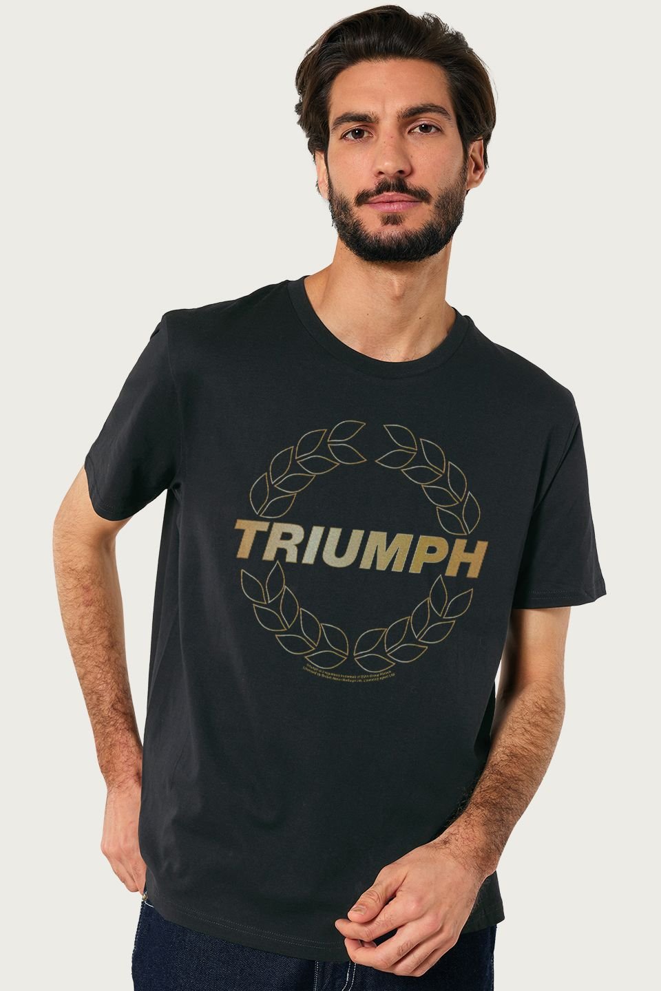 Triumph Motor Company Triumph Motor Company Men's Laurel Wreath Logo British Motor Heritage T-Shirt in Black - 1