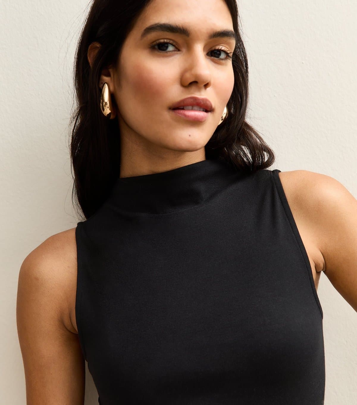 New Look New Look Black Jersey Sleeveless Neck Vest