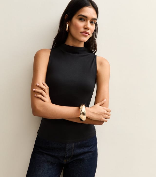 New Look Women's Black Grown On Neck Vest New Look - 2