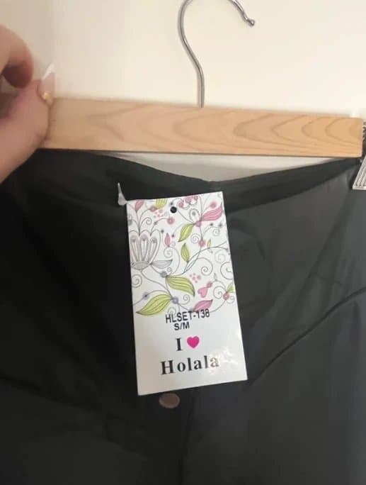 Made In Italy I Holala Made in Italy Black Leather Coated Fleece Gold Button Leggings Trousers Size S/M