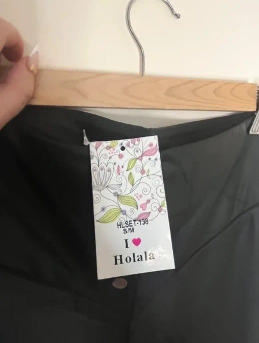 I Holala Black Leather Coated Fleece Trousers