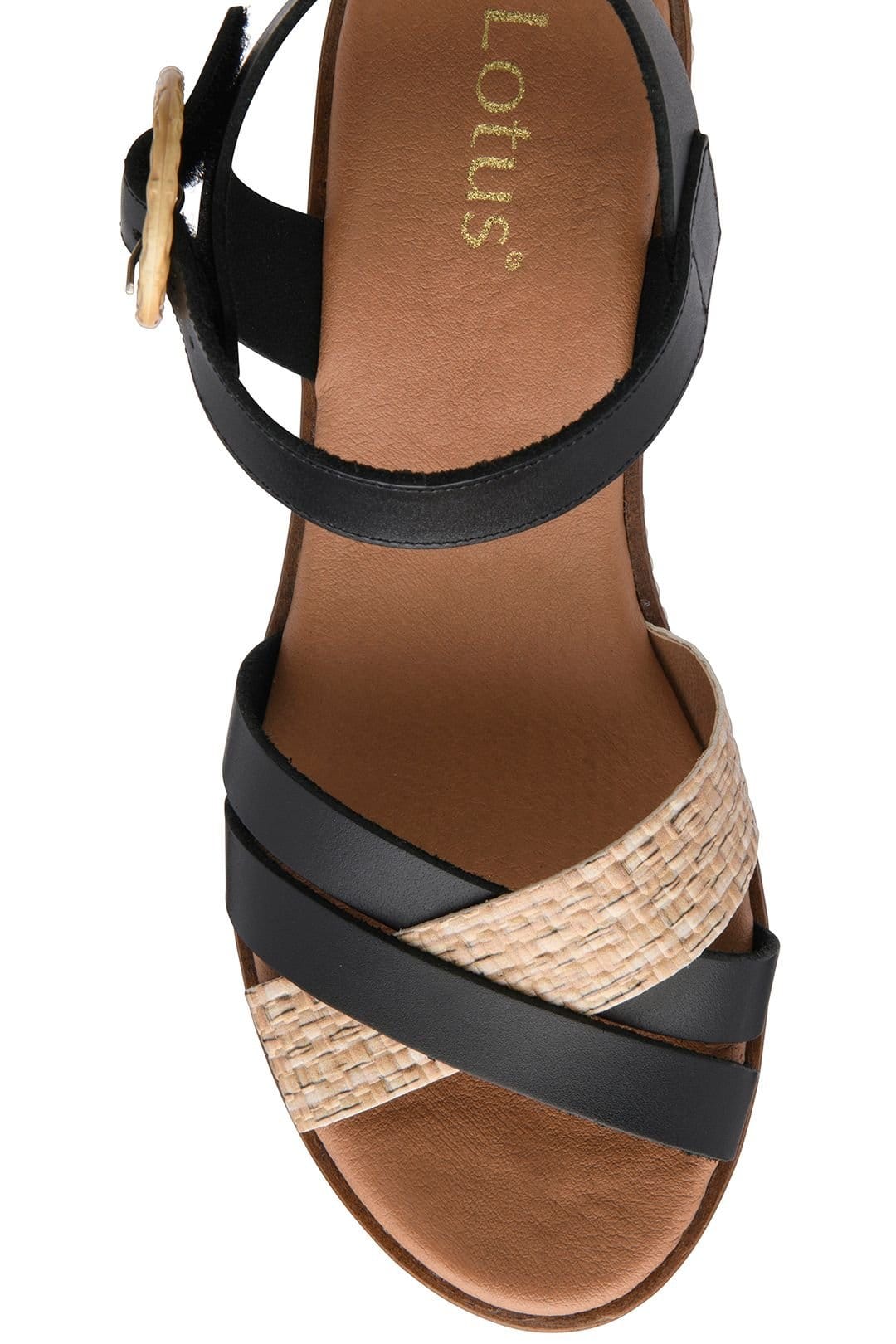 Lotus Lotus Women's 'Amalia' Leather Wedge Sandals in Black - 4