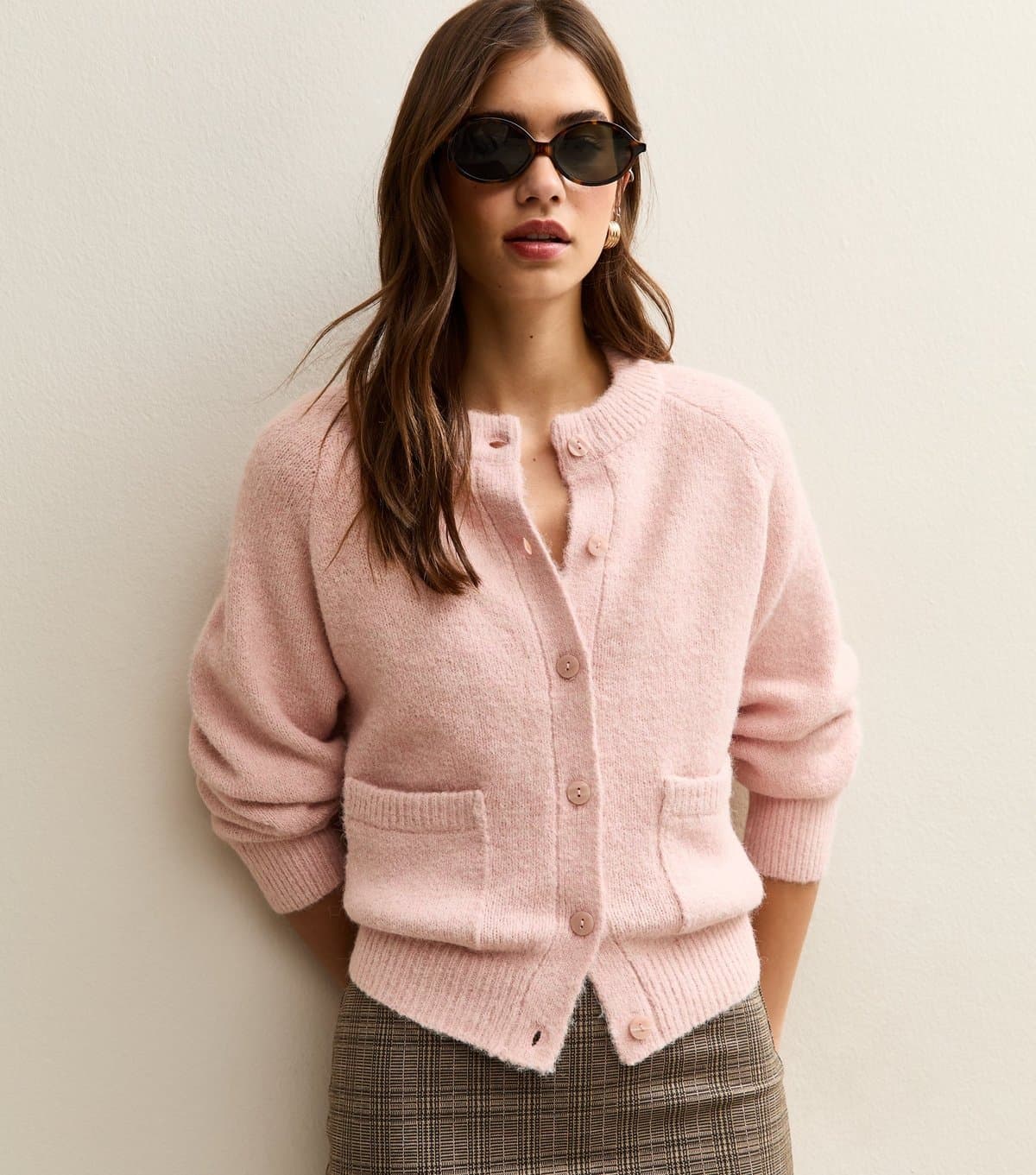 New Look Women's Light Pink Double Pocket Textured Knit Cardigan New Look