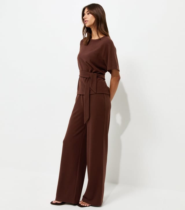 New Look Women's Brown Soft Touch Wide Leg Trousers New Look - 3
