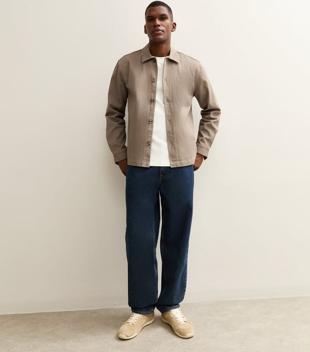 New Look Men's Mink Boxy Heavyweight Twill Overshirt New Look - 3