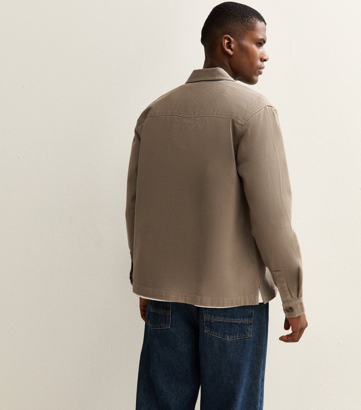 New Look Men's Mink Boxy Heavyweight Twill Overshirt New Look - 4