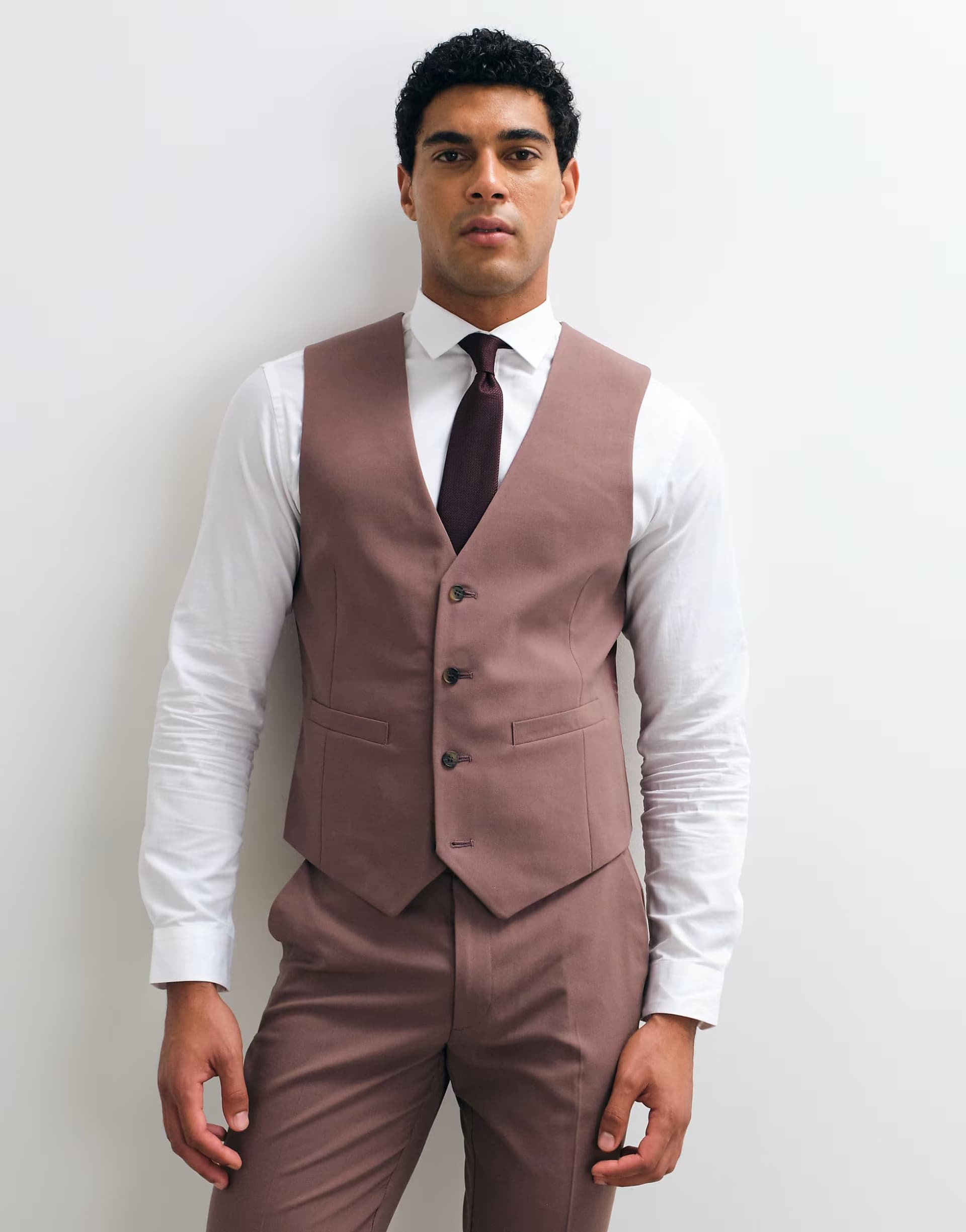 ASOS ASOS DESIGN slim suit waistcoat in mauve