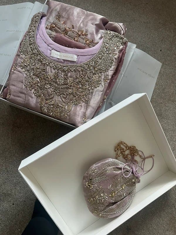 Others Faiza Saqlain 3pc Halina Seashell Pink Pishwas