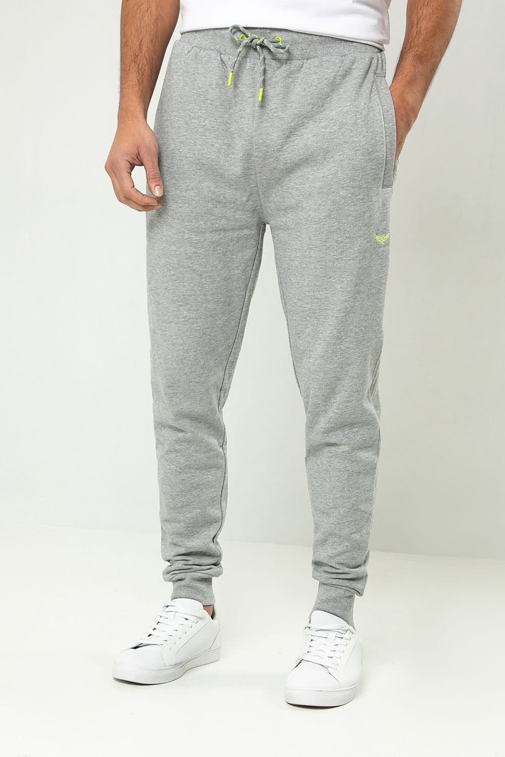 Threadbare Threadbare Men's Cotton Blend 'Trifoliate' Joggers in Light Grey