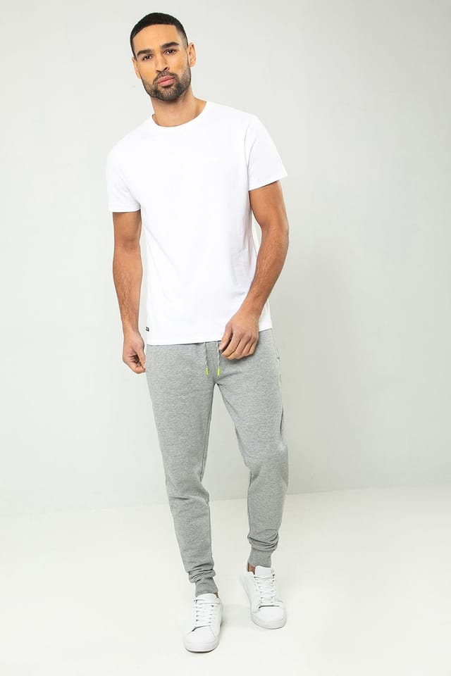 Threadbare Threadbare Men's Cotton Blend 'Trifoliate' Joggers in Light Grey - 3