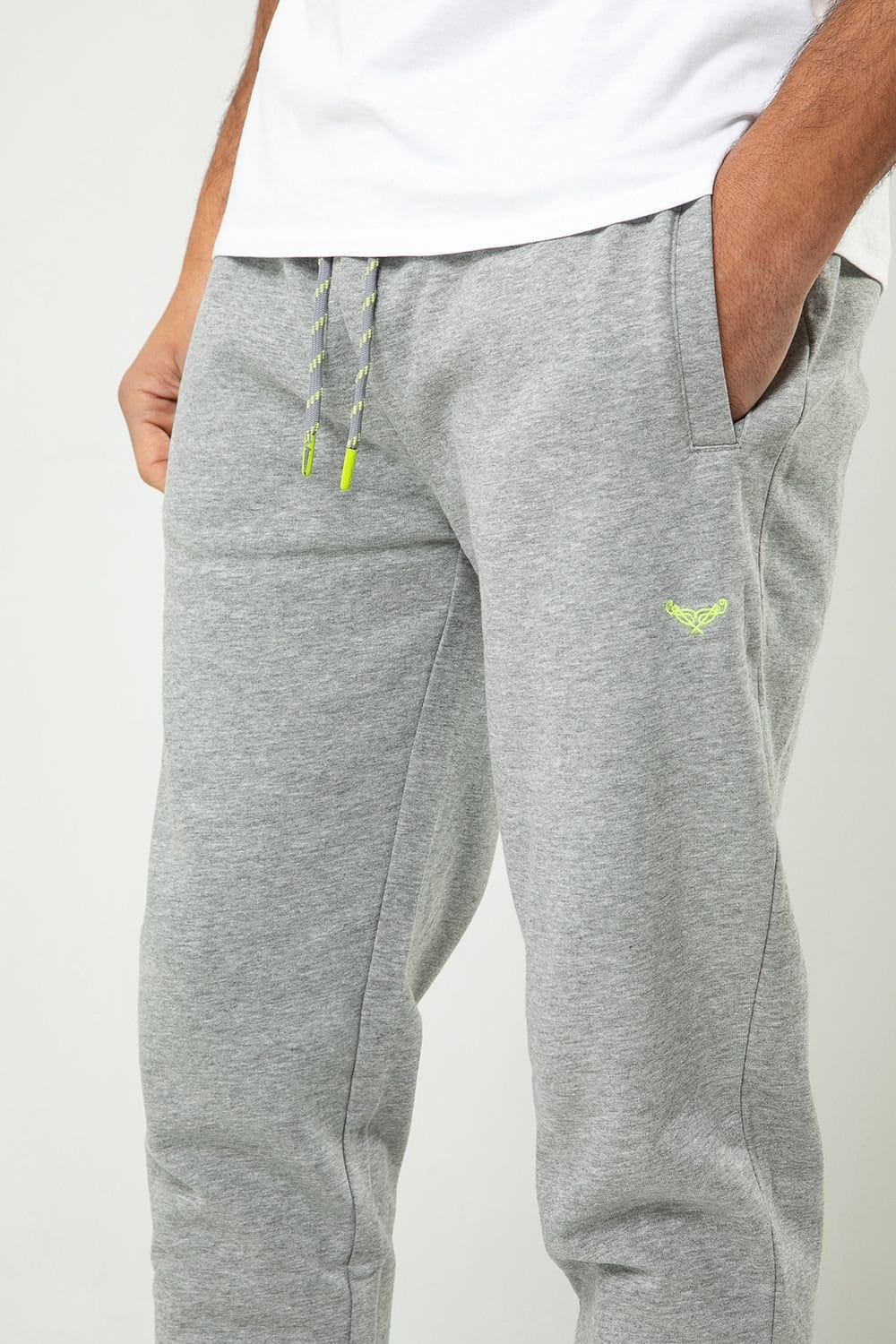Threadbare Threadbare Men's Cotton Blend 'Trifoliate' Joggers in Light Grey - 4
