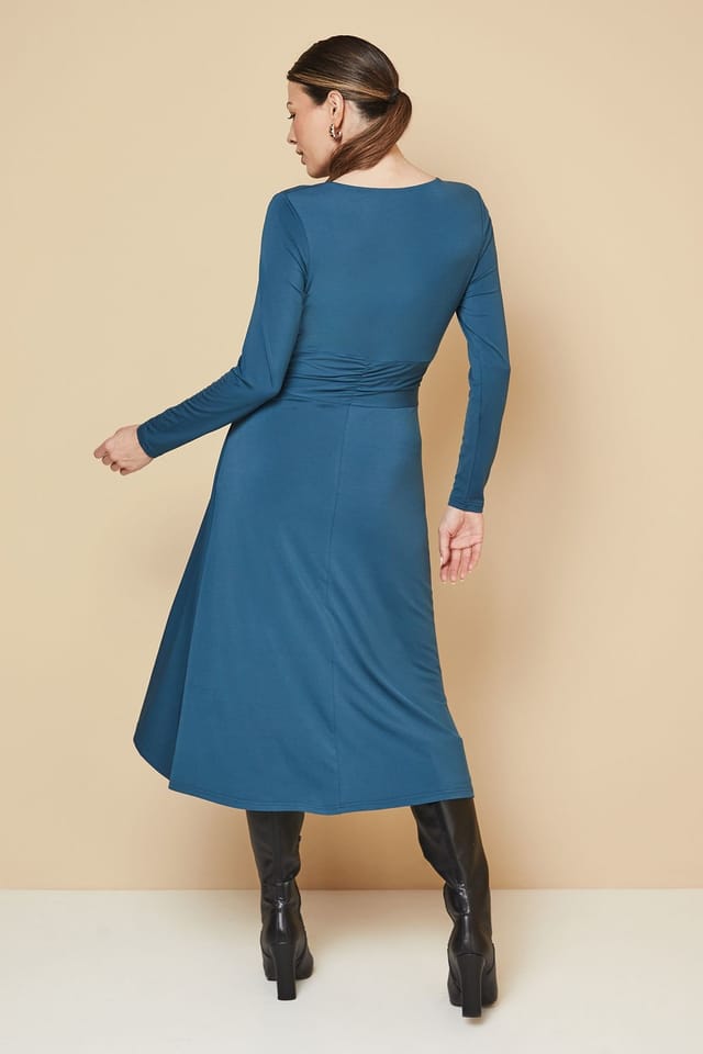 Wallis Wallis Women's Wrap Front Jersey Column Dress in Teal - 3