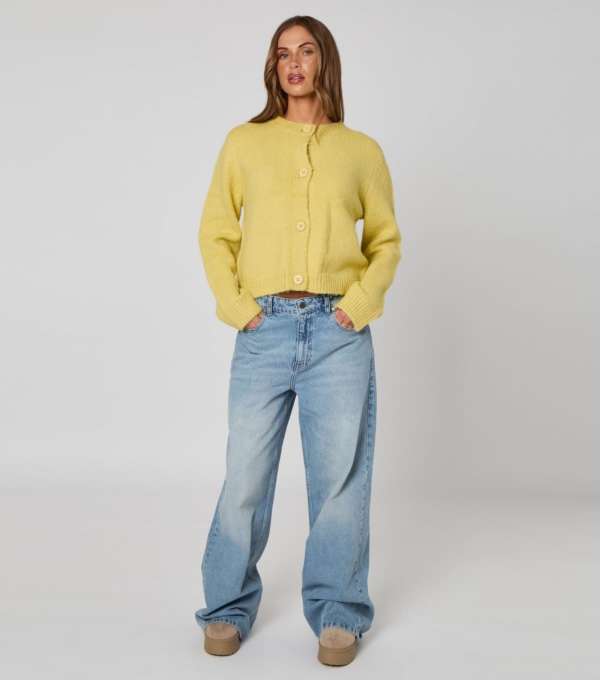 Urban Bliss Women's Light Yellow Cropped Cardigan Urban Bliss New Look