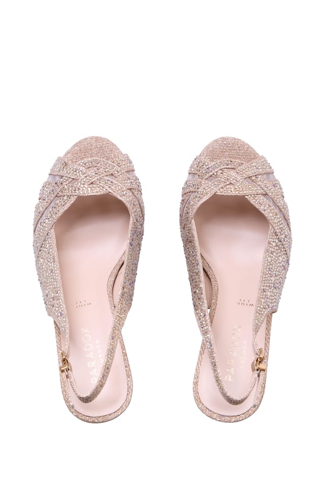 Paradox London Paradox London Women's Novella' Wide Fit Diamante Platform Sandals in Gold - 3