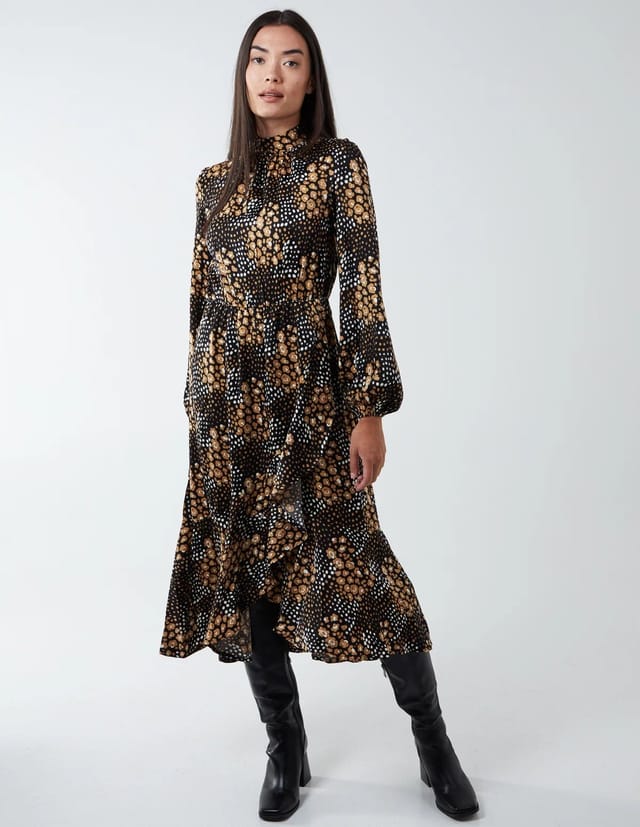 Blue Vanilla Blouson Elasticated Wrap Midi Dress - 3