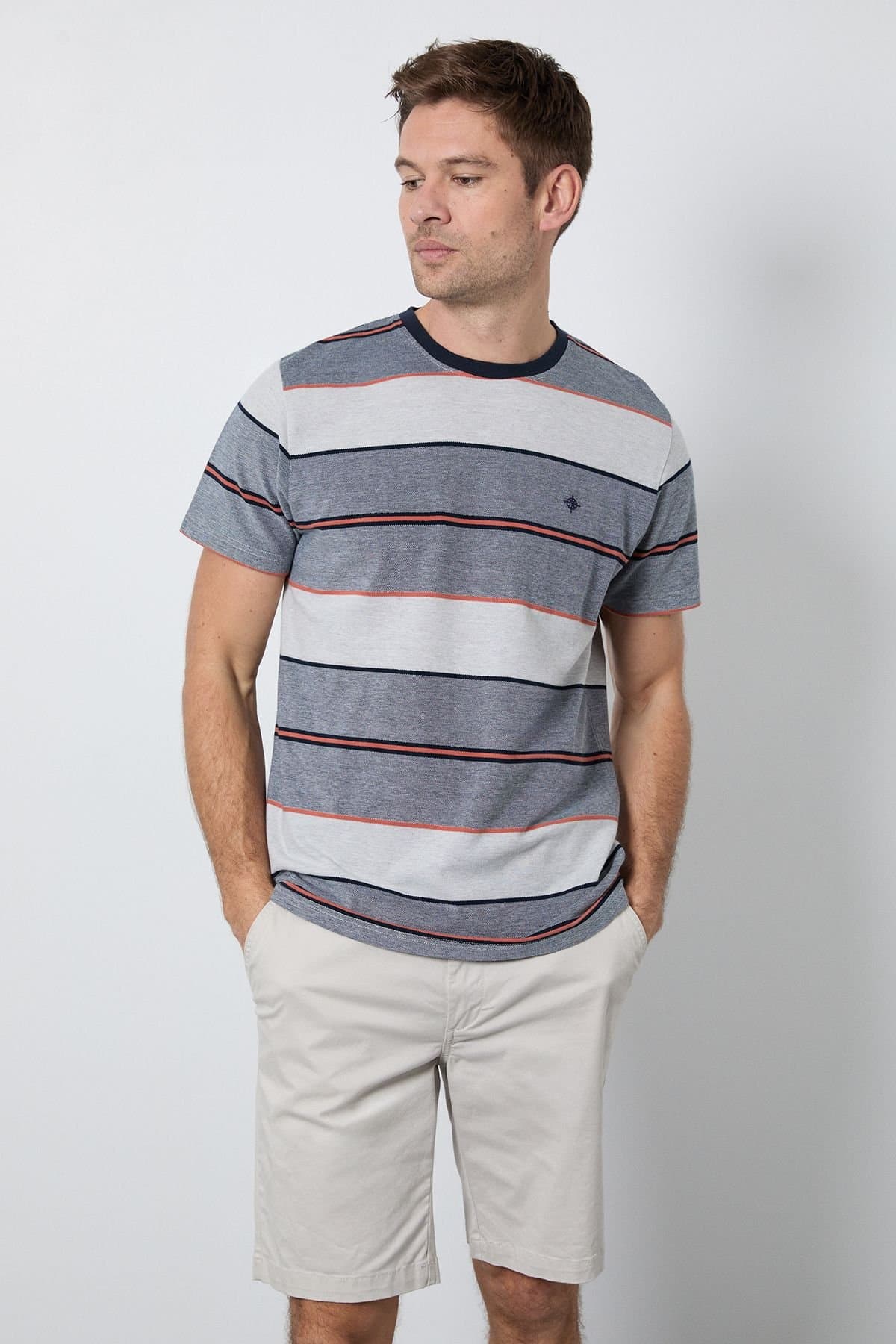 Maine Maine Men's Light Grey Stripe T-Shirt