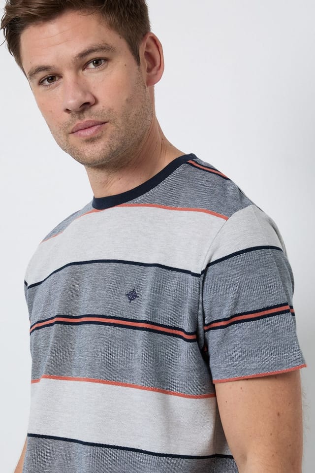 Maine Maine Men's Light Grey Stripe T-Shirt - 2