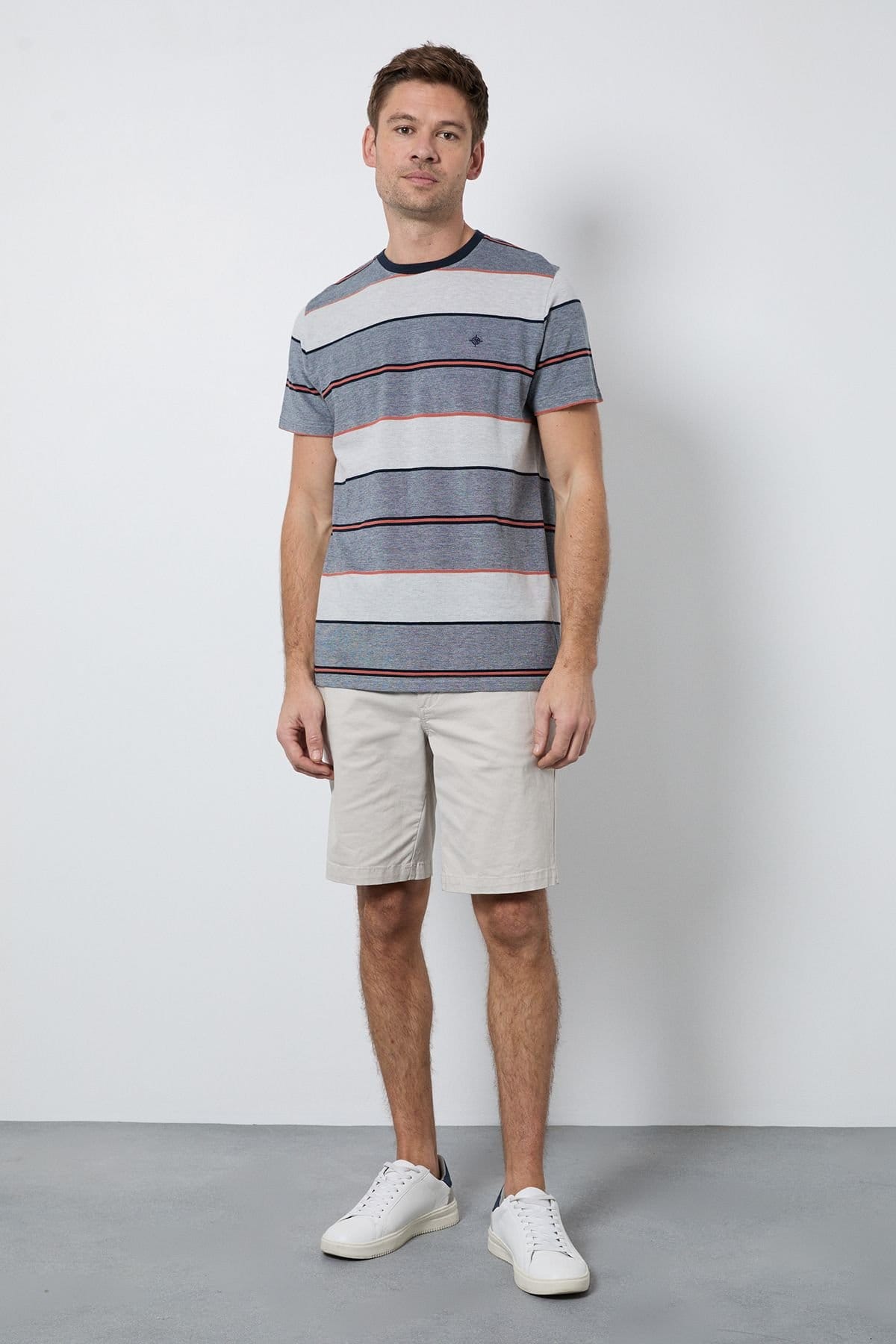 Maine Maine Men's Light Grey Stripe T-Shirt - 4