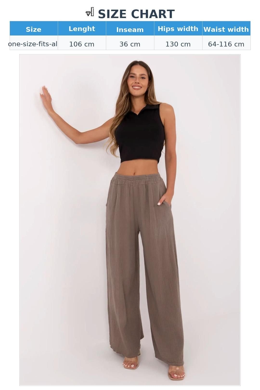 Love Lace Love Lace Women's Breathable Cotton Muslin Palazzo Trousers in Brown - 4