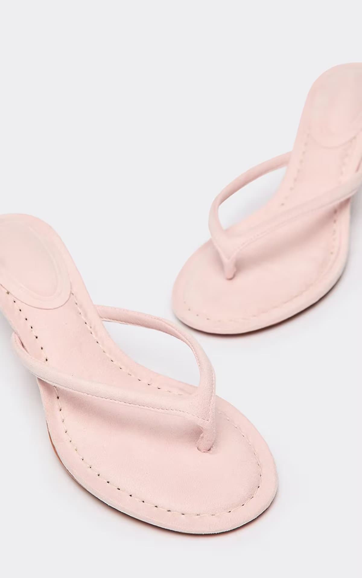 EGO Pierre Thong Strap Low Heeled Mule In Pink Faux Suede, Women's Size UK 5
