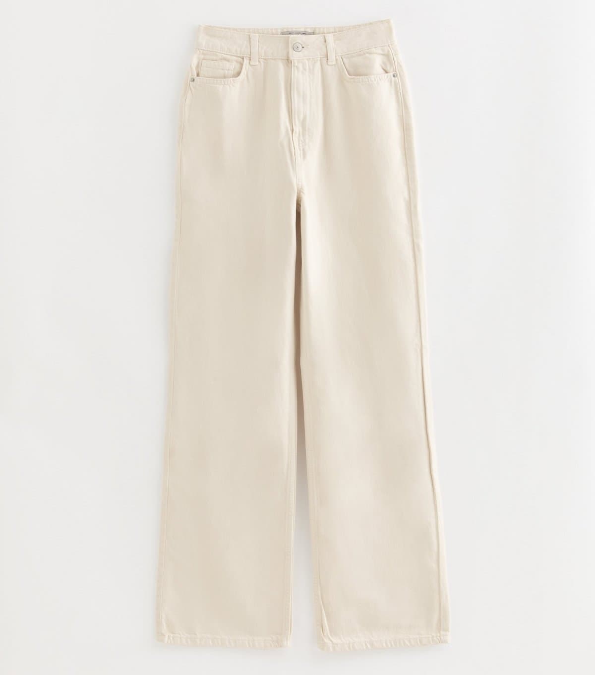 New Look Women's Tall Off White High Waist Adalae Wide Leg Jeans New Look