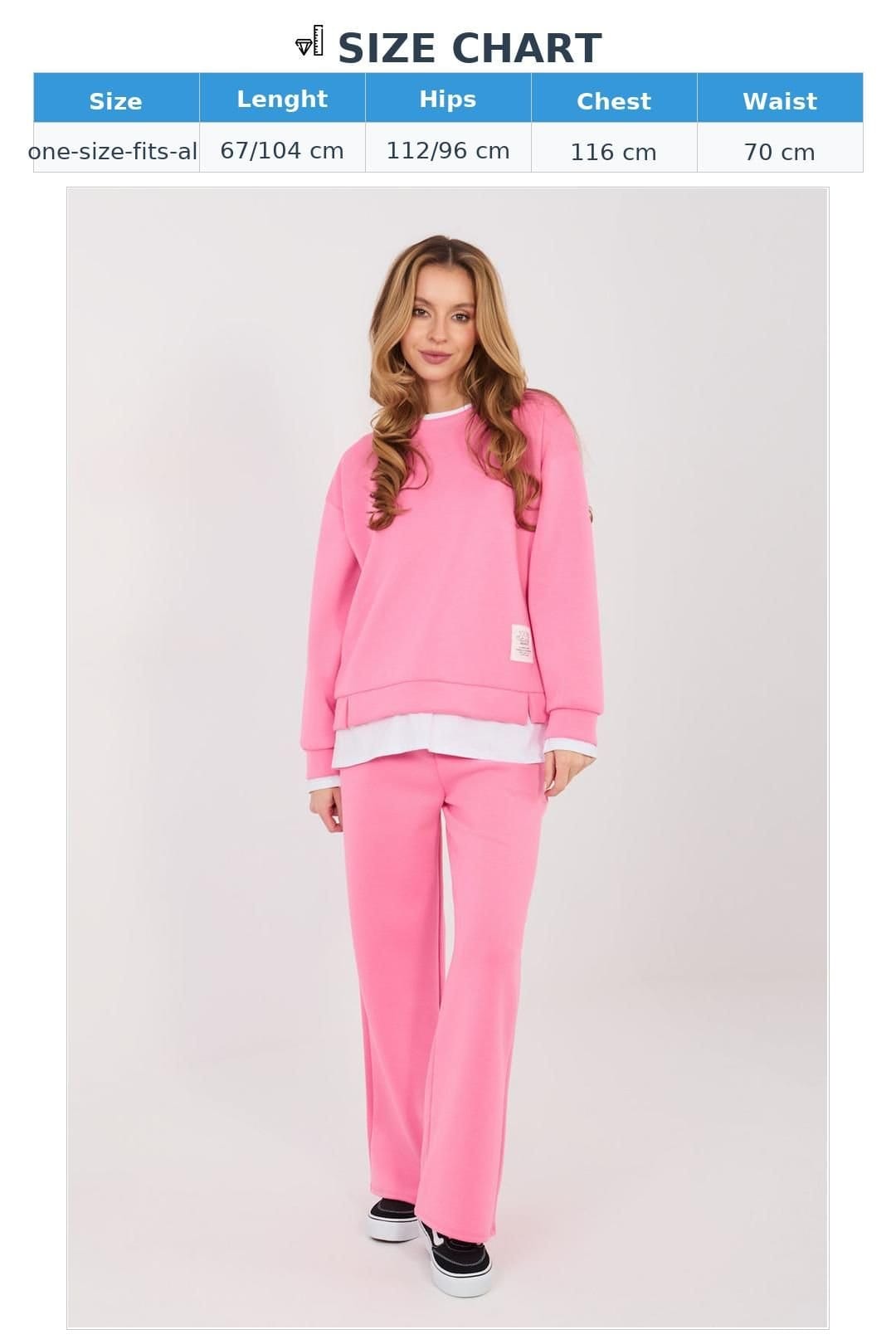 Love Lace Love Lace Women's Minimal Casual Tracksuit Set with Straight Pants in Pink - 4