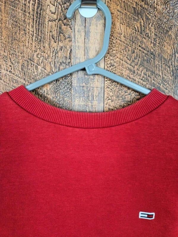 Tommy Hilfiger Tommy Jeans Red Sweatshirt Small Logo Crewneck Casual Streetwear