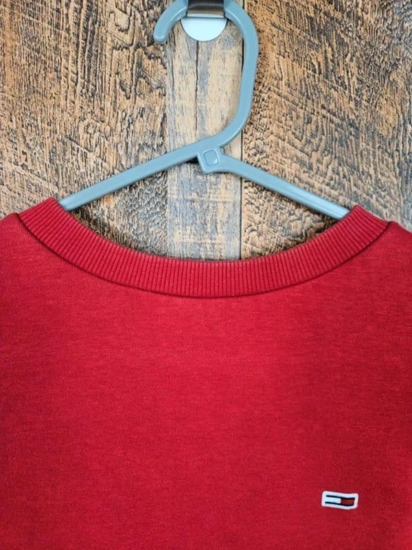 Tommy Hilfiger Tommy Jeans Red Sweatshirt Small Logo Crewneck Casual Streetwear - 1